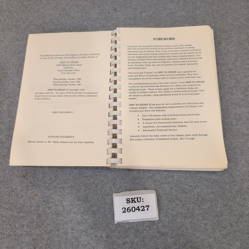 Ship to Shore II Caribbean Charter Yacht Recipes Cookbook Jan Robinson‎ 1987 VG - Picture 3 of 3